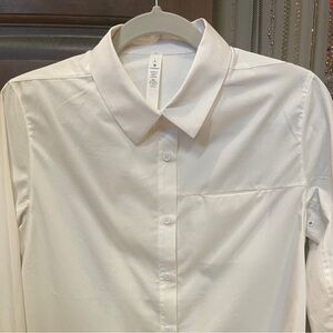 Ladies Sz 6 Lululemon Athletica White Dress Shirt Classic Style